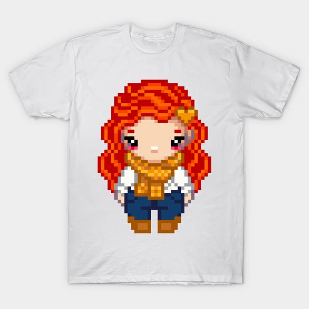 Autumn Vibes Pixel Girl T-Shirt by iamnotadoll